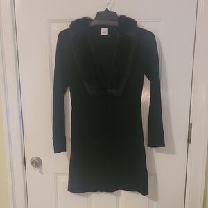CAbi Black Jacket with Faux Fur Collar